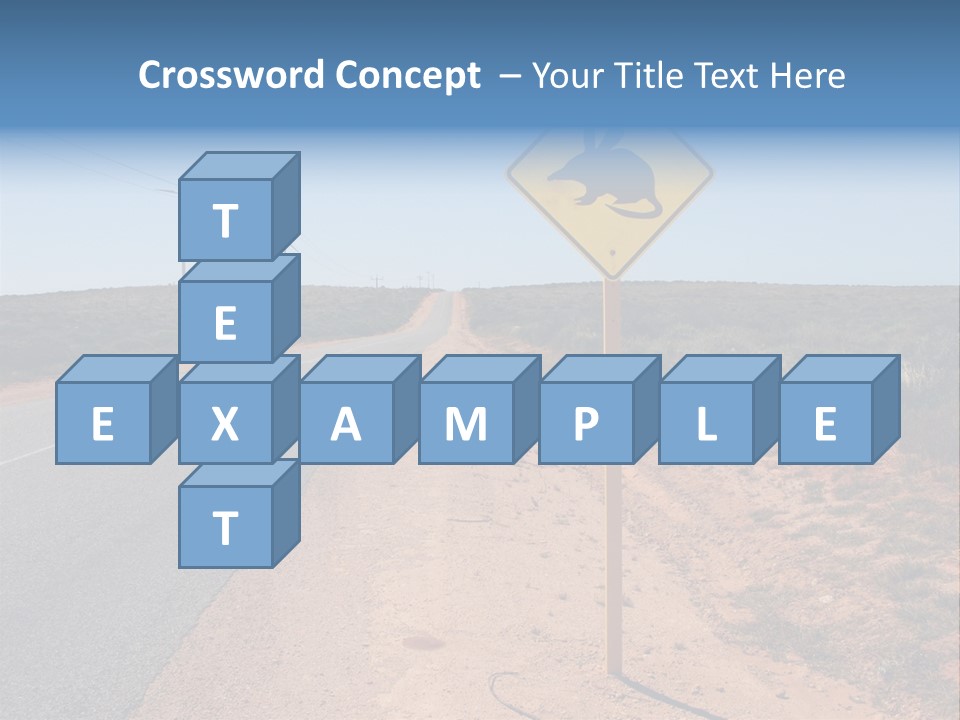 Warning Bandicoot Road Sign Standing Beside A Road In Western Australia. In Background Electric Generating Windmills. Australia PowerPoint Template