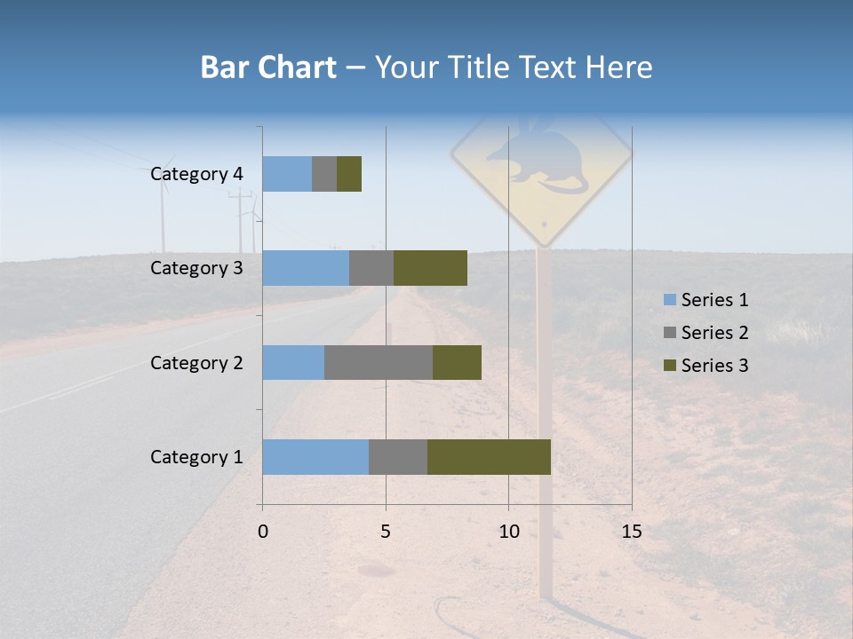 Warning Bandicoot Road Sign Standing Beside A Road In Western Australia. In Background Electric Generating Windmills. Australia PowerPoint Template