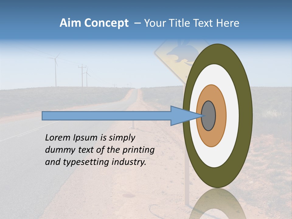 Warning Bandicoot Road Sign Standing Beside A Road In Western Australia. In Background Electric Generating Windmills. Australia PowerPoint Template