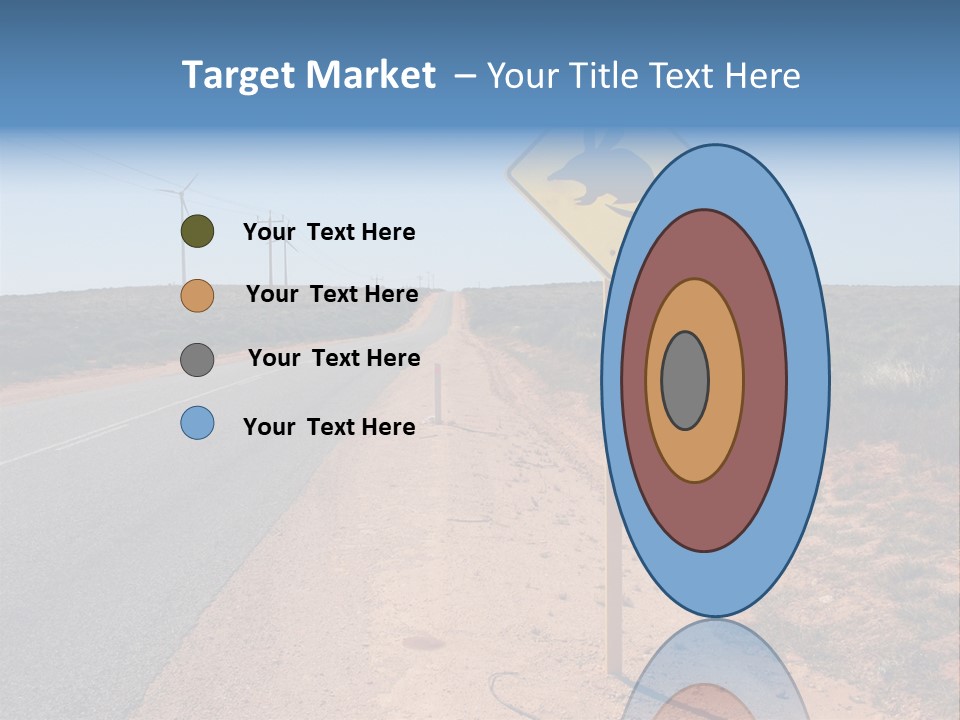 Warning Bandicoot Road Sign Standing Beside A Road In Western Australia. In Background Electric Generating Windmills. Australia PowerPoint Template