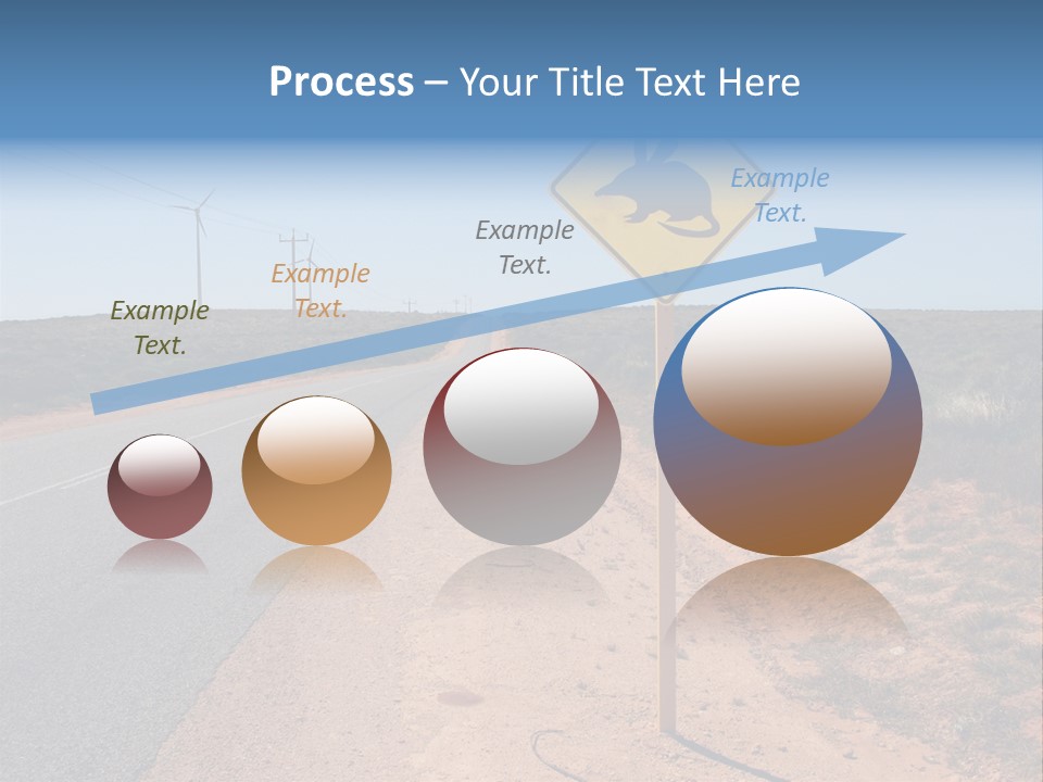 Warning Bandicoot Road Sign Standing Beside A Road In Western Australia. In Background Electric Generating Windmills. Australia PowerPoint Template