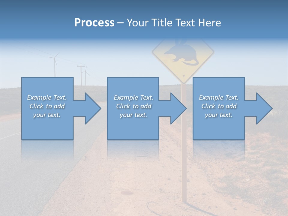 Warning Bandicoot Road Sign Standing Beside A Road In Western Australia. In Background Electric Generating Windmills. Australia PowerPoint Template