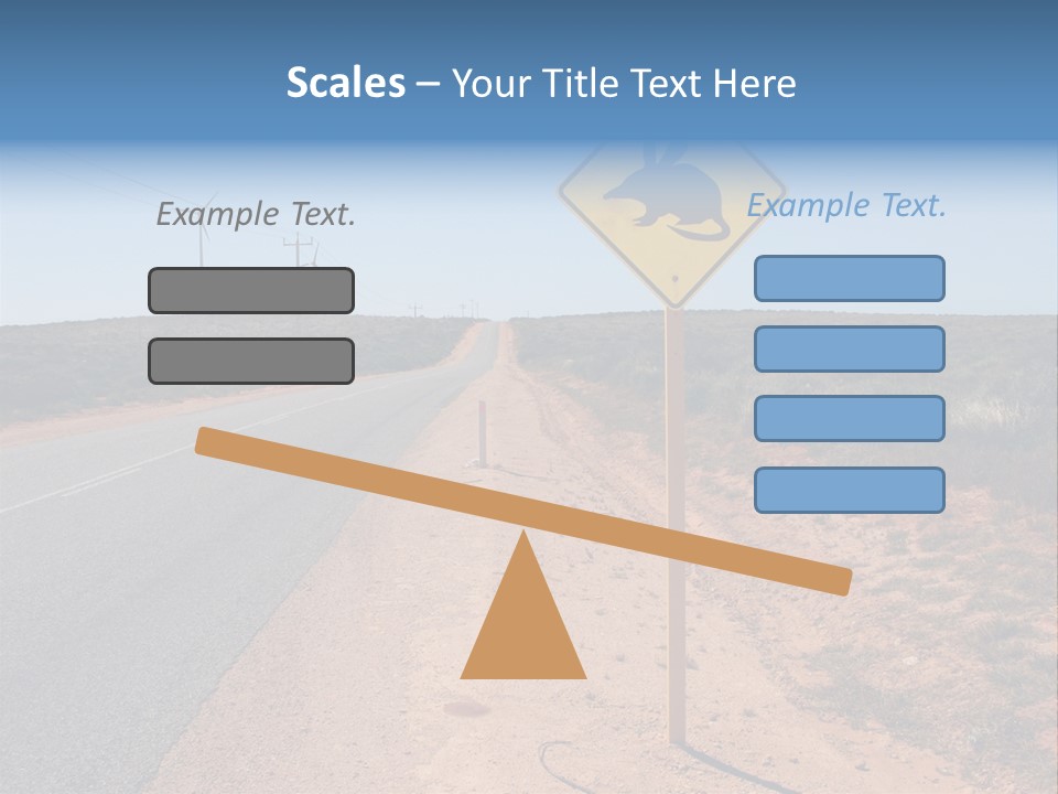 Warning Bandicoot Road Sign Standing Beside A Road In Western Australia. In Background Electric Generating Windmills. Australia PowerPoint Template