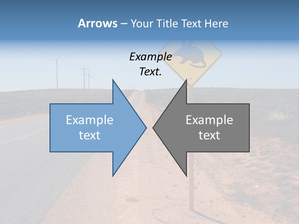 Warning Bandicoot Road Sign Standing Beside A Road In Western Australia. In Background Electric Generating Windmills. Australia PowerPoint Template