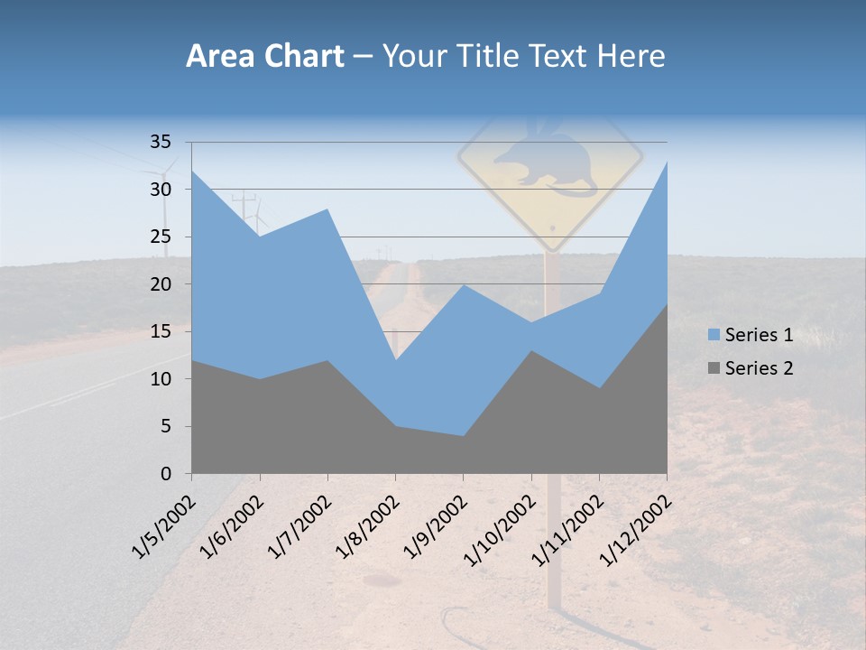 Warning Bandicoot Road Sign Standing Beside A Road In Western Australia. In Background Electric Generating Windmills. Australia PowerPoint Template