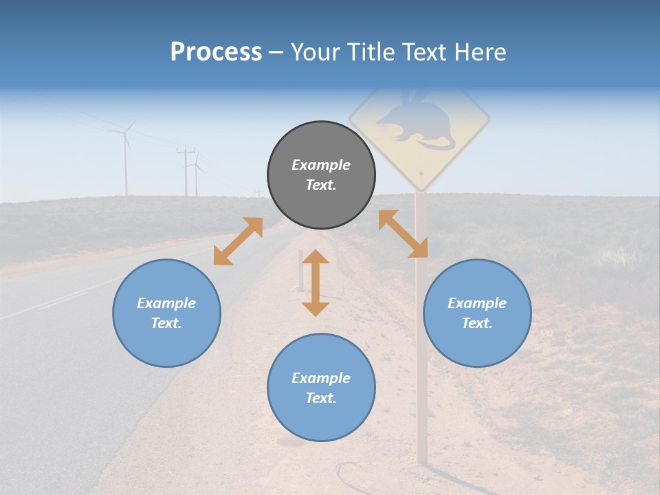 Warning Bandicoot Road Sign Standing Beside A Road In Western Australia. In Background Electric Generating Windmills. Australia PowerPoint Template