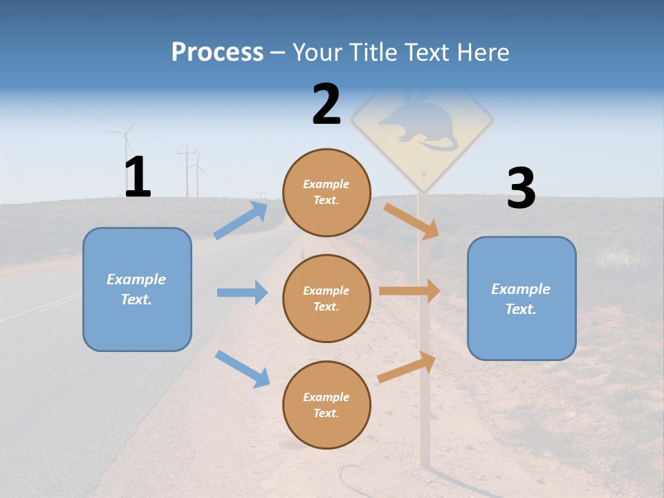 Warning Bandicoot Road Sign Standing Beside A Road In Western Australia. In Background Electric Generating Windmills. Australia PowerPoint Template