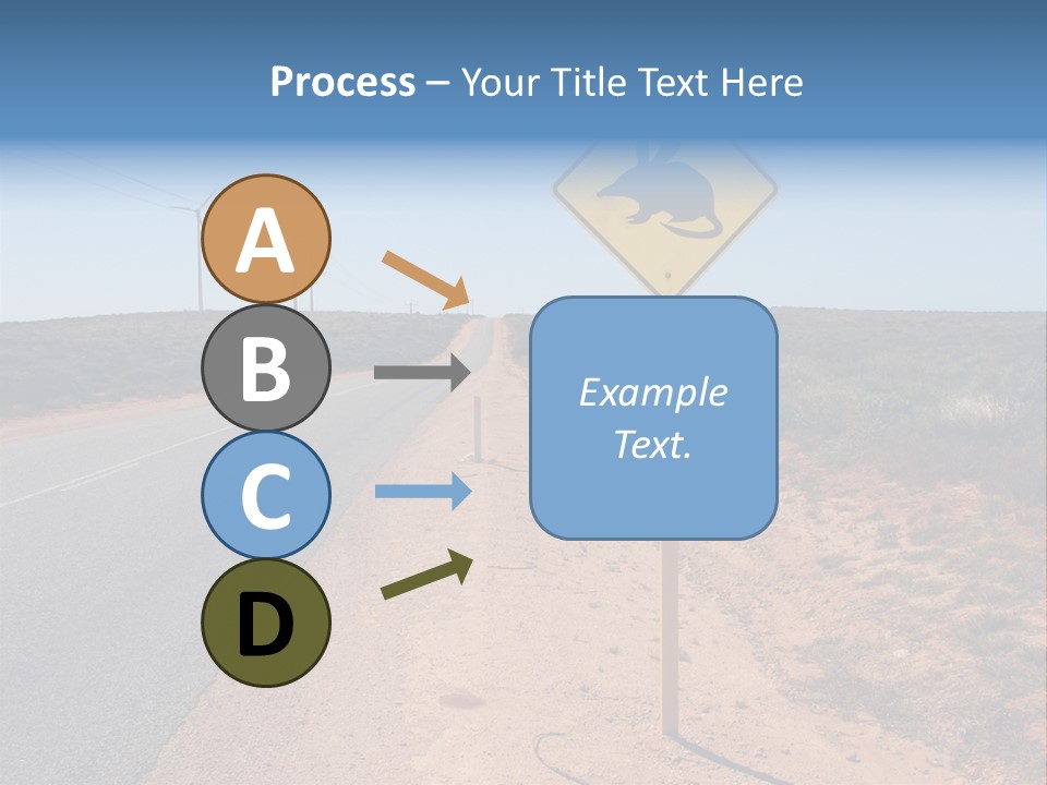 Warning Bandicoot Road Sign Standing Beside A Road In Western Australia. In Background Electric Generating Windmills. Australia PowerPoint Template