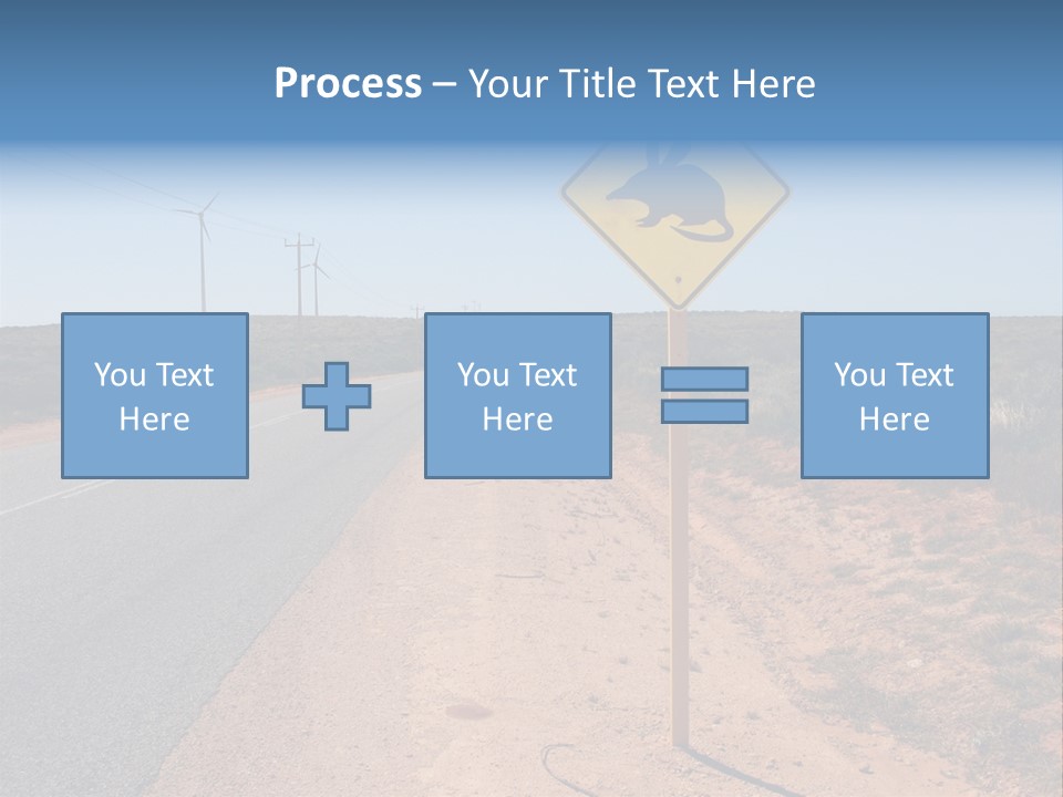 Warning Bandicoot Road Sign Standing Beside A Road In Western Australia. In Background Electric Generating Windmills. Australia PowerPoint Template