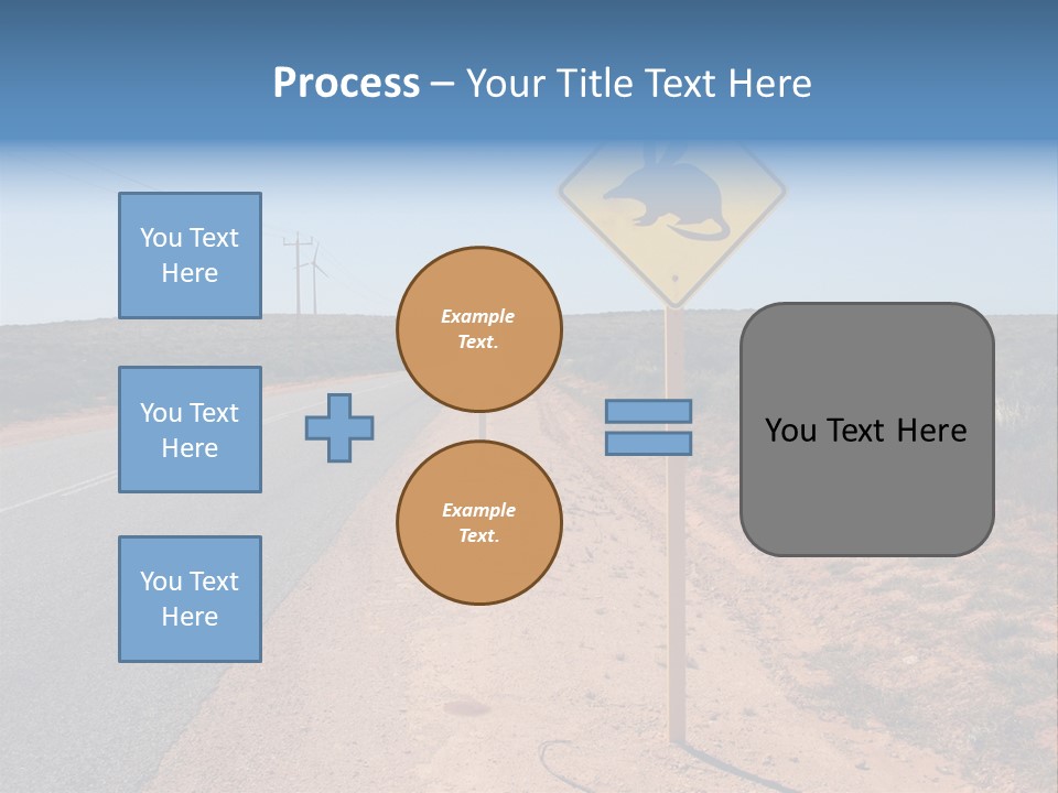 Warning Bandicoot Road Sign Standing Beside A Road In Western Australia. In Background Electric Generating Windmills. Australia PowerPoint Template