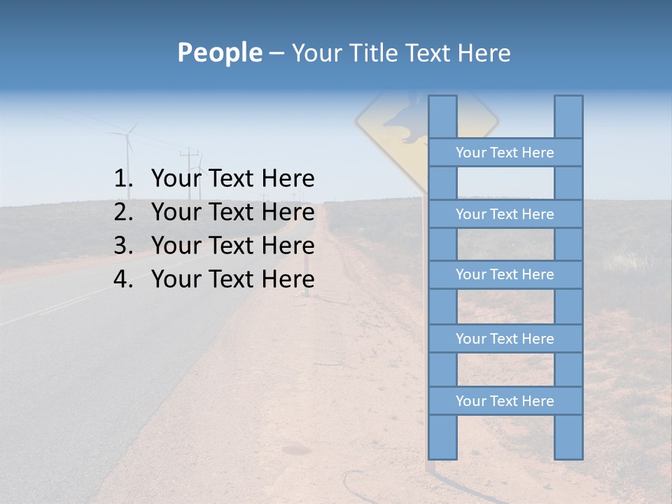 Warning Bandicoot Road Sign Standing Beside A Road In Western Australia. In Background Electric Generating Windmills. Australia PowerPoint Template