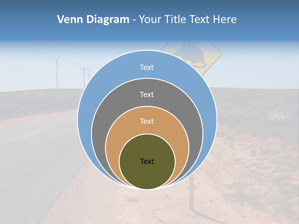 Warning Bandicoot Road Sign Standing Beside A Road In Western Australia. In Background Electric Generating Windmills. Australia PowerPoint Template