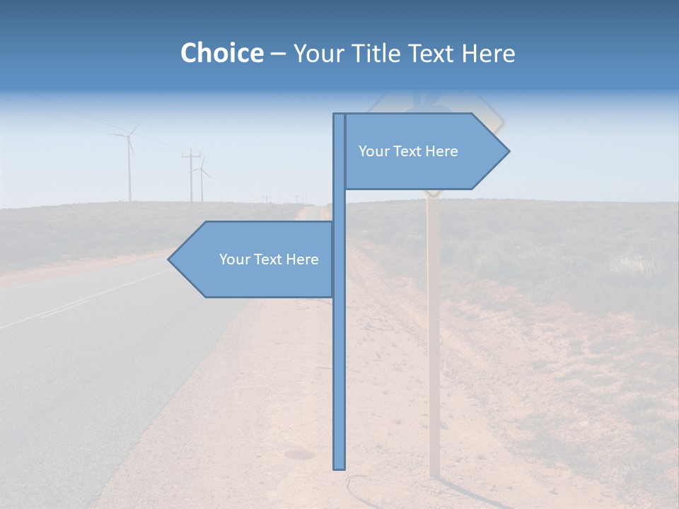 Warning Bandicoot Road Sign Standing Beside A Road In Western Australia. In Background Electric Generating Windmills. Australia PowerPoint Template