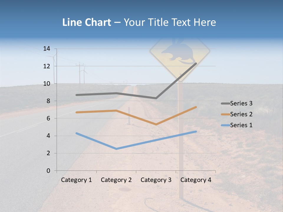 Warning Bandicoot Road Sign Standing Beside A Road In Western Australia. In Background Electric Generating Windmills. Australia PowerPoint Template