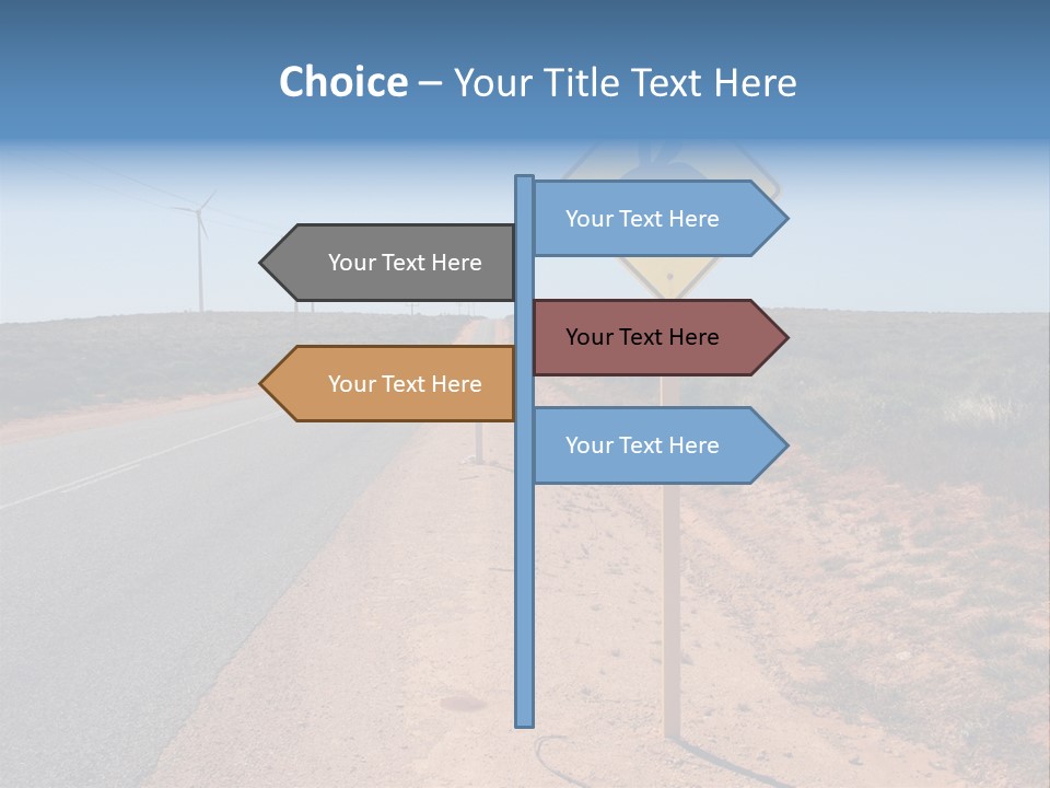 Warning Bandicoot Road Sign Standing Beside A Road In Western Australia. In Background Electric Generating Windmills. Australia PowerPoint Template