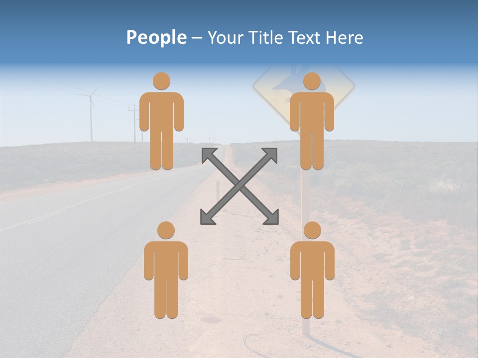Warning Bandicoot Road Sign Standing Beside A Road In Western Australia. In Background Electric Generating Windmills. Australia PowerPoint Template