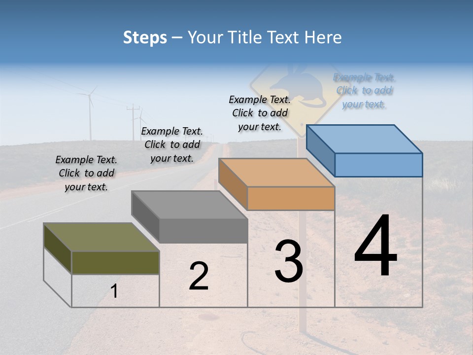 Warning Bandicoot Road Sign Standing Beside A Road In Western Australia. In Background Electric Generating Windmills. Australia PowerPoint Template