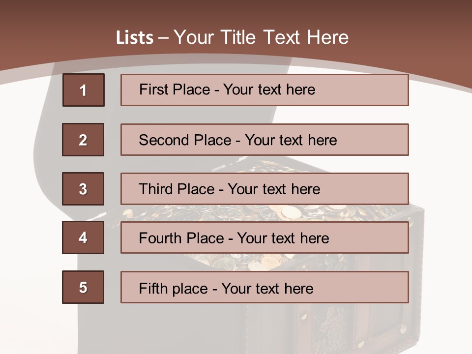 A Wooden Ancient Chest Full Of Money PowerPoint Template