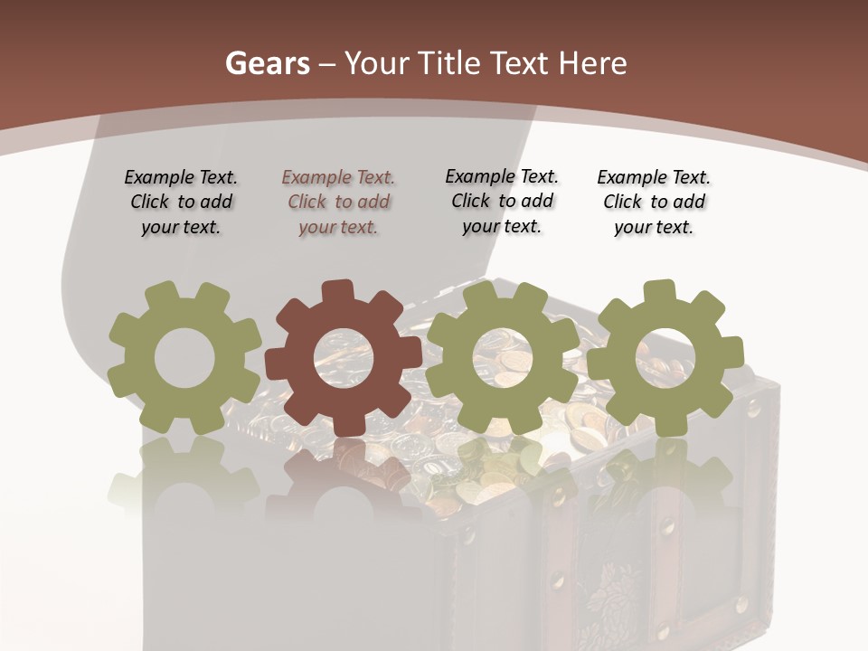 A Wooden Ancient Chest Full Of Money PowerPoint Template