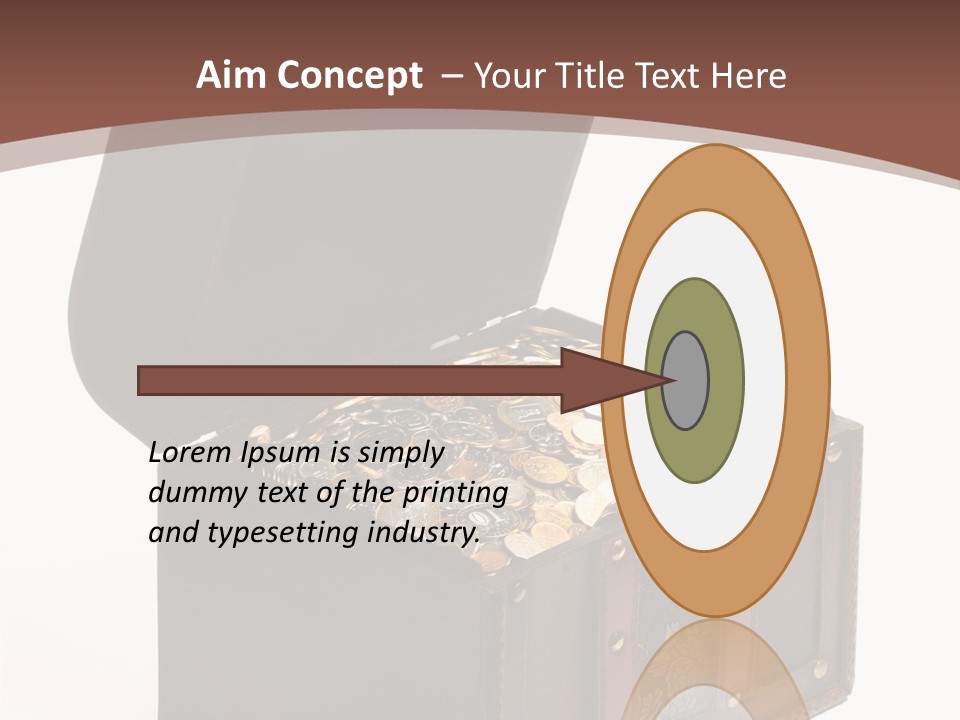 A Wooden Ancient Chest Full Of Money PowerPoint Template