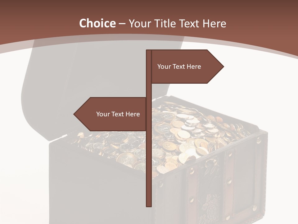 A Wooden Ancient Chest Full Of Money PowerPoint Template