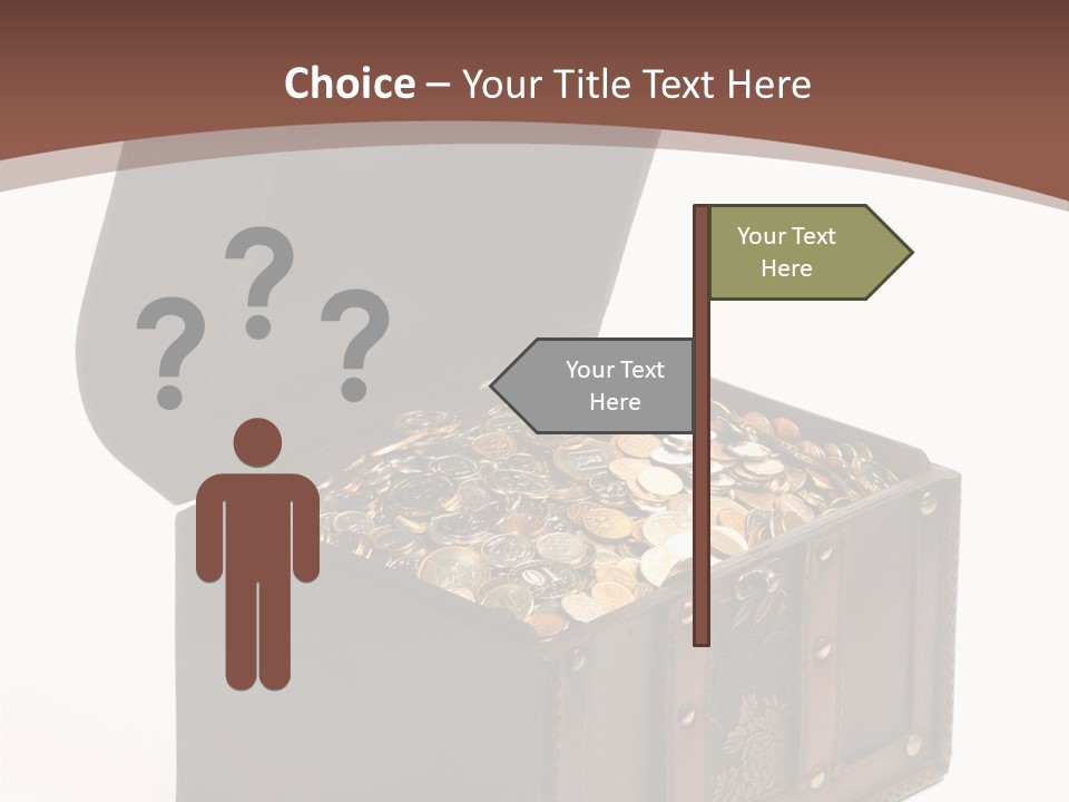 A Wooden Ancient Chest Full Of Money PowerPoint Template