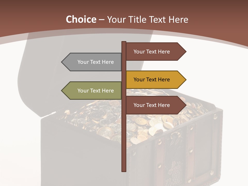 A Wooden Ancient Chest Full Of Money PowerPoint Template