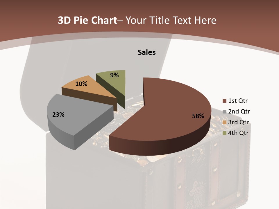 A Wooden Ancient Chest Full Of Money PowerPoint Template