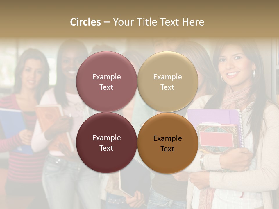 Group Of Students At A Library Smiling And Holding Some Notebooks PowerPoint Template