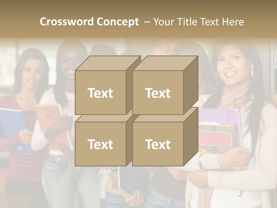Group Of Students At A Library Smiling And Holding Some Notebooks PowerPoint Template