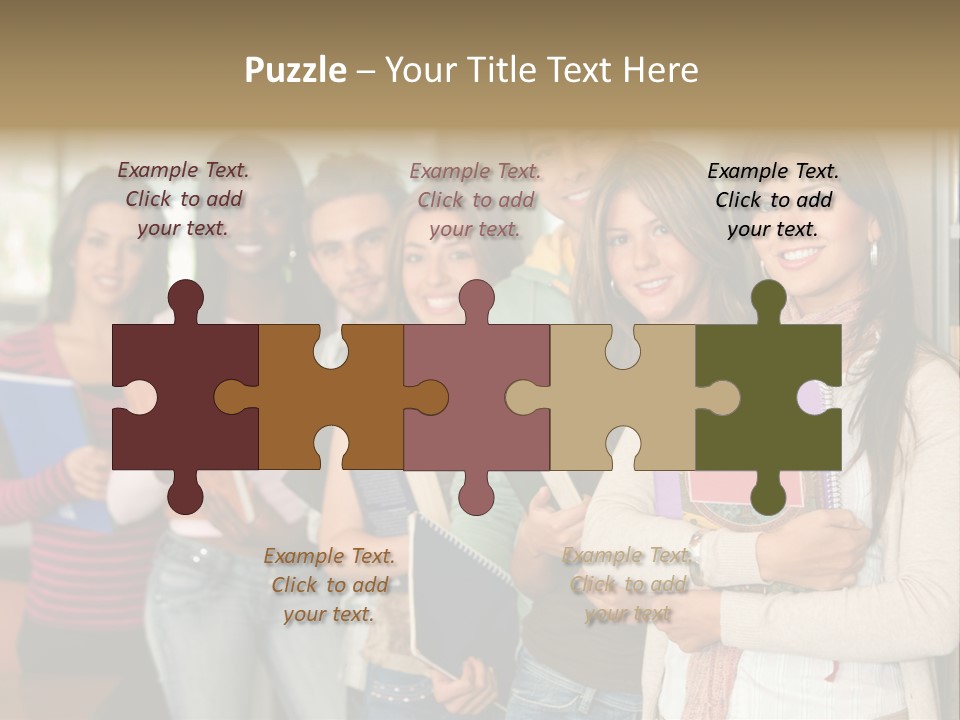 Group Of Students At A Library Smiling And Holding Some Notebooks PowerPoint Template