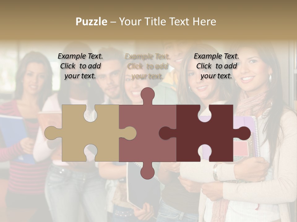 Group Of Students At A Library Smiling And Holding Some Notebooks PowerPoint Template