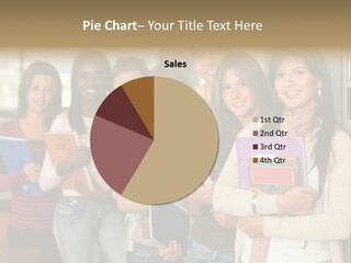 Group Of Students At A Library Smiling And Holding Some Notebooks PowerPoint Template