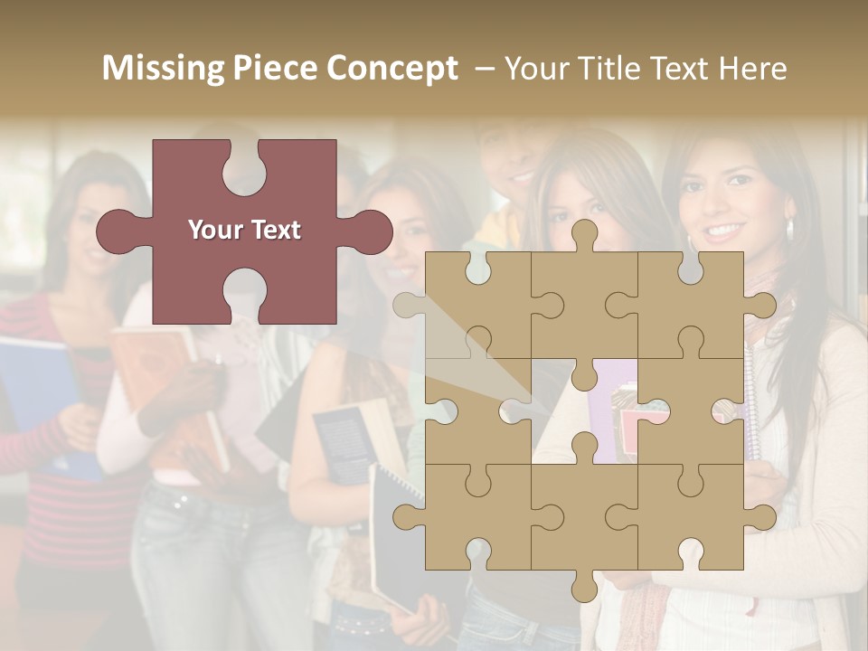 Group Of Students At A Library Smiling And Holding Some Notebooks PowerPoint Template