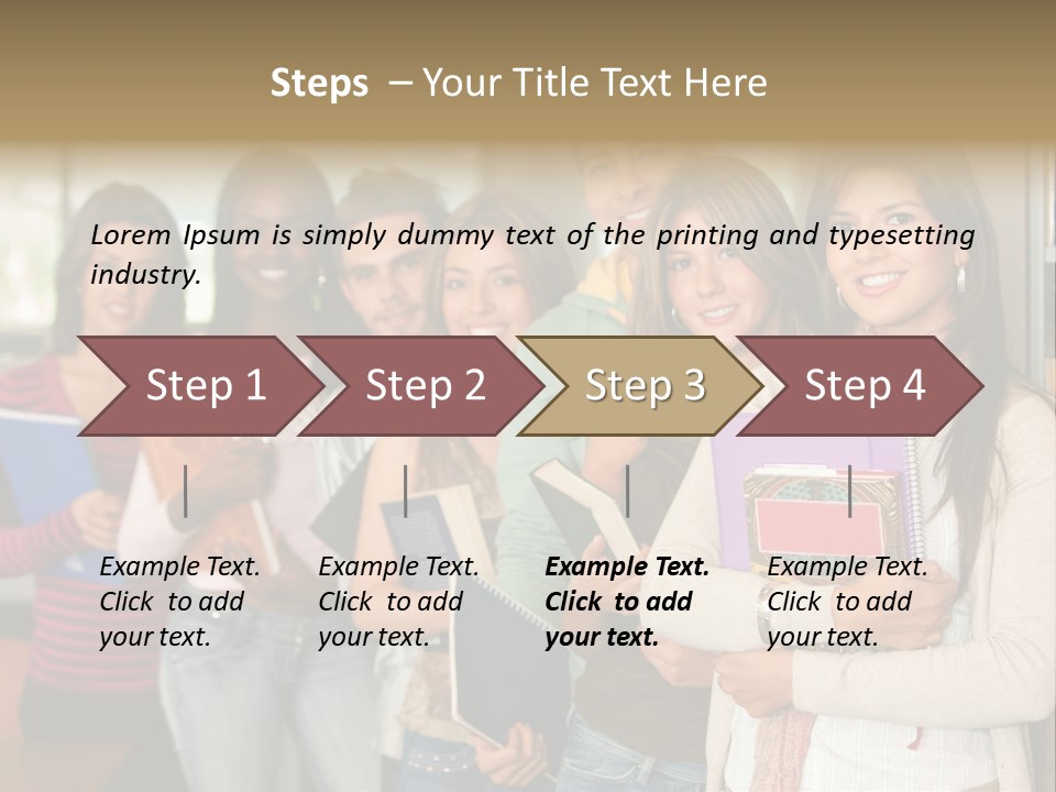Group Of Students At A Library Smiling And Holding Some Notebooks PowerPoint Template