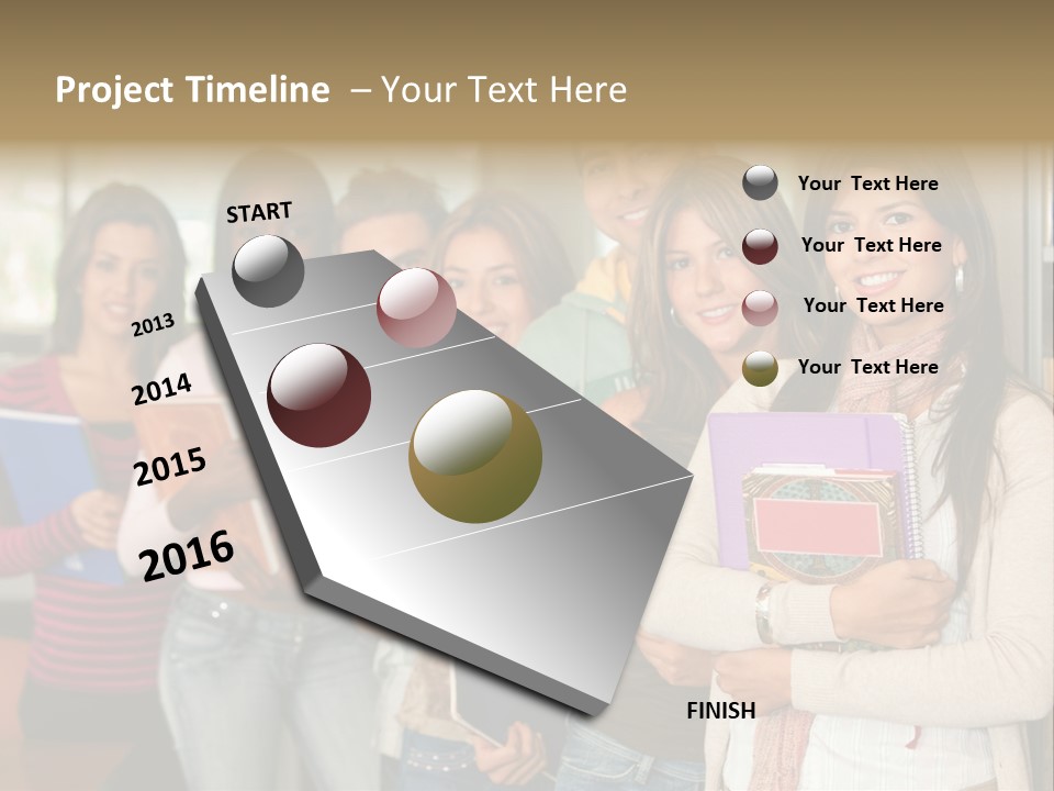 Group Of Students At A Library Smiling And Holding Some Notebooks PowerPoint Template