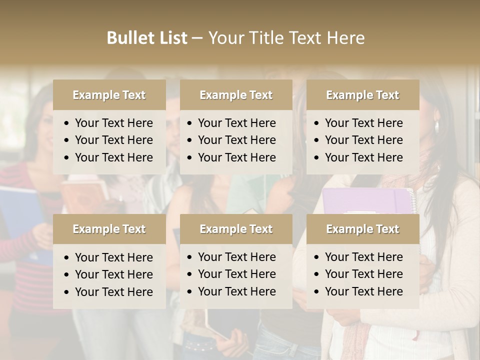 Group Of Students At A Library Smiling And Holding Some Notebooks PowerPoint Template