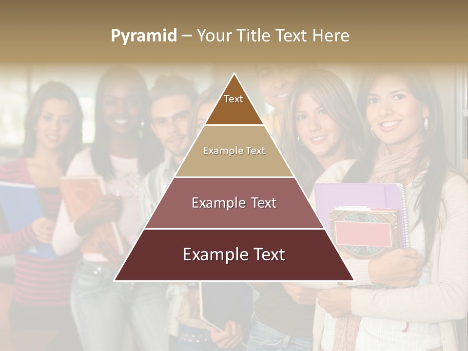 Group Of Students At A Library Smiling And Holding Some Notebooks PowerPoint Template