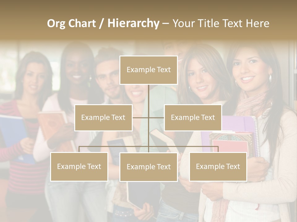 Group Of Students At A Library Smiling And Holding Some Notebooks PowerPoint Template