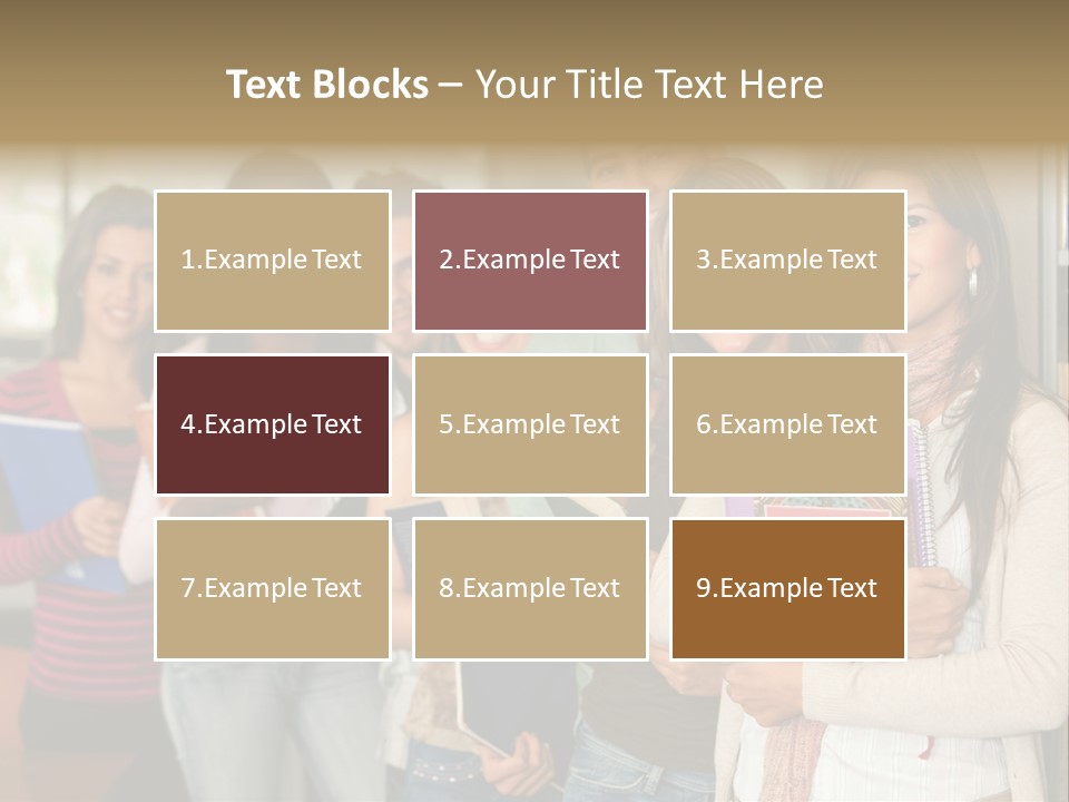 Group Of Students At A Library Smiling And Holding Some Notebooks PowerPoint Template