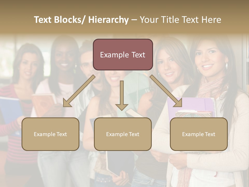 Group Of Students At A Library Smiling And Holding Some Notebooks PowerPoint Template