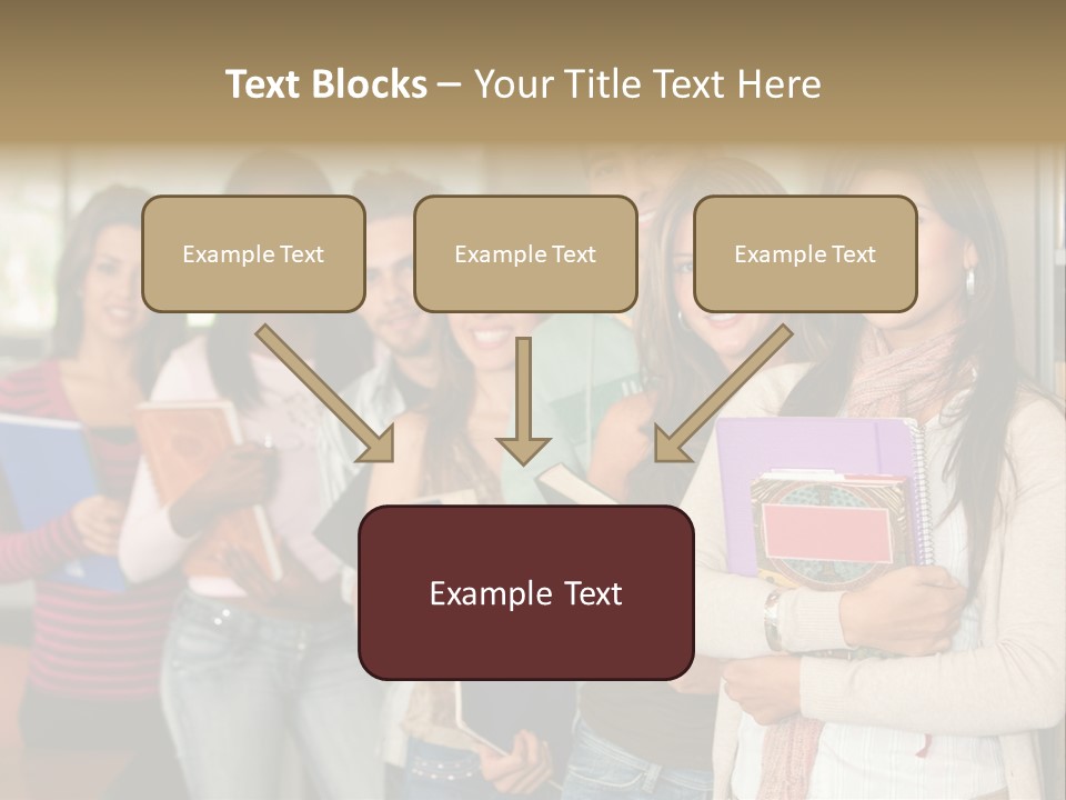 Group Of Students At A Library Smiling And Holding Some Notebooks PowerPoint Template