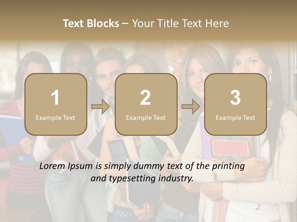 Group Of Students At A Library Smiling And Holding Some Notebooks PowerPoint Template