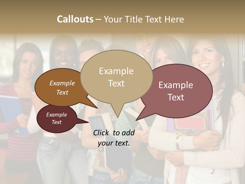 Group Of Students At A Library Smiling And Holding Some Notebooks PowerPoint Template