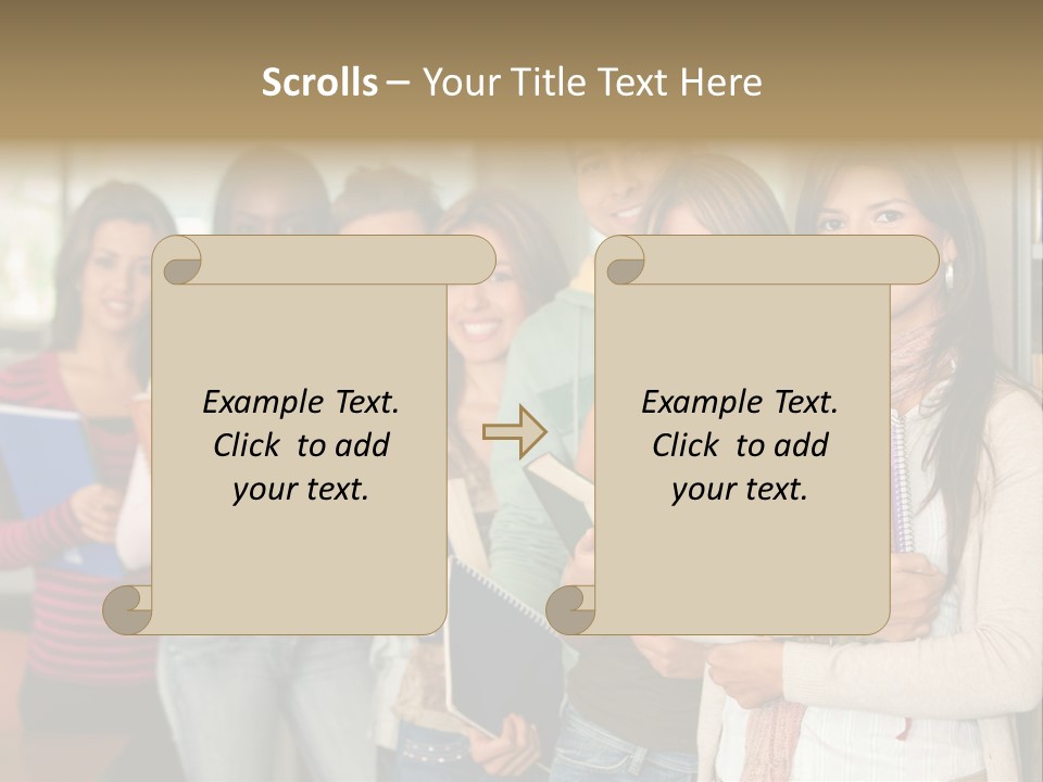 Group Of Students At A Library Smiling And Holding Some Notebooks PowerPoint Template