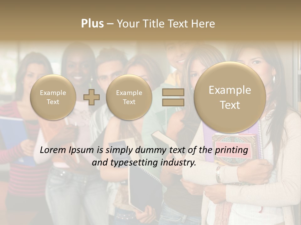 Group Of Students At A Library Smiling And Holding Some Notebooks PowerPoint Template