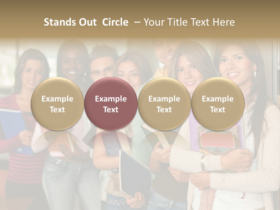 Group Of Students At A Library Smiling And Holding Some Notebooks PowerPoint Template