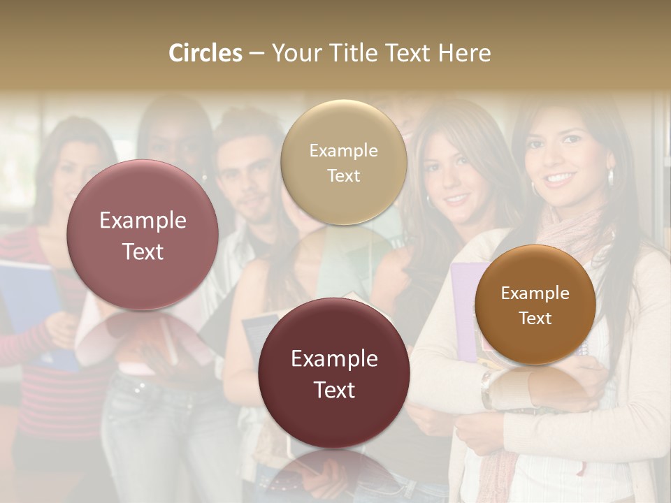 Group Of Students At A Library Smiling And Holding Some Notebooks PowerPoint Template