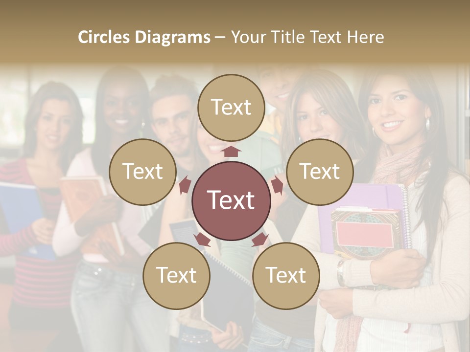 Group Of Students At A Library Smiling And Holding Some Notebooks PowerPoint Template