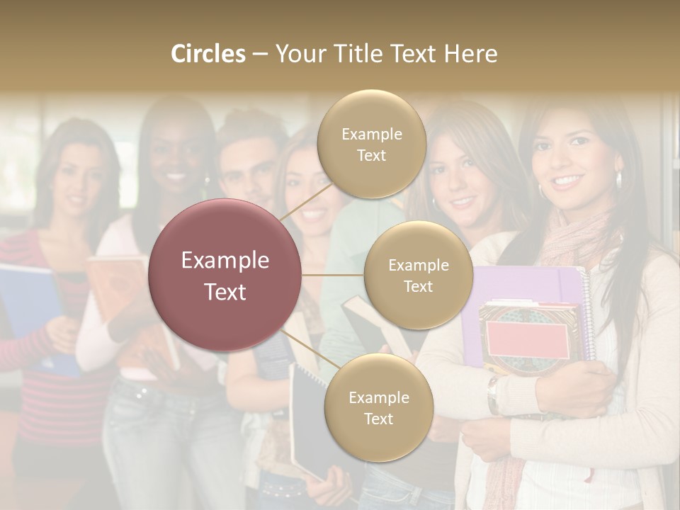 Group Of Students At A Library Smiling And Holding Some Notebooks PowerPoint Template